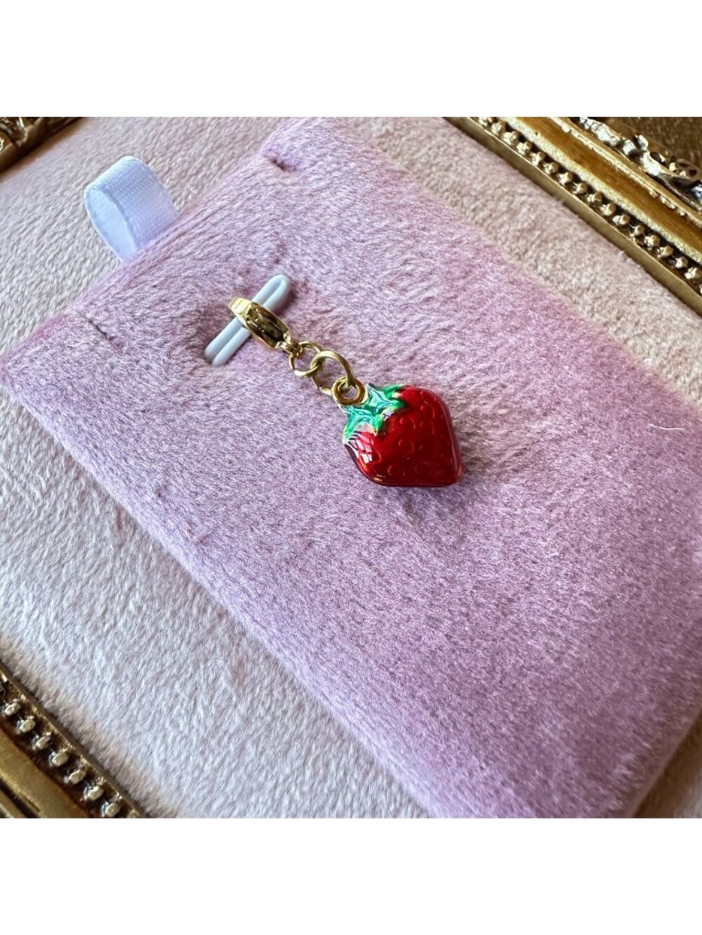 Strawberry Charm 18K Gold PVD Stainless Steel Waterproof Lobster Claw Clasp - Picture 2 of 12